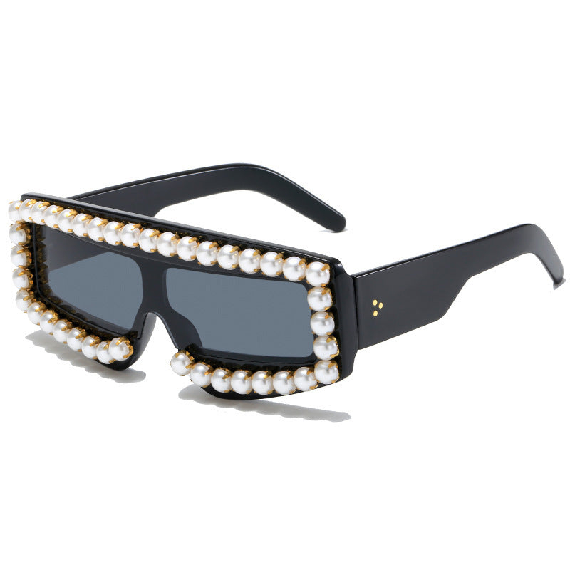 Wholesale PC Inlaid Diamond Large Frame One Piece Sunglasses